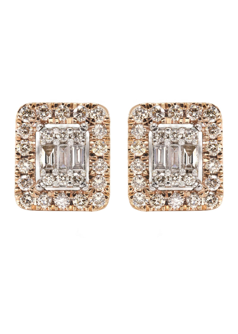 14K Yellow Gold Diamond Baguette Earrings For Men | 0.95 Carats | 4.74 Grams