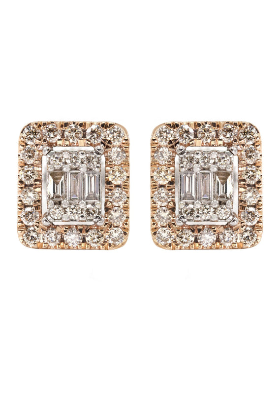 14K Yellow Gold Diamond Baguette Earrings For Men | 0.95 Carats | 4.74 Grams