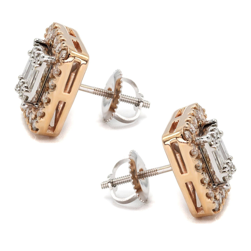 14K Yellow Gold Diamond Baguette Earrings For Men | 0.95 Carats | 4.74 Grams