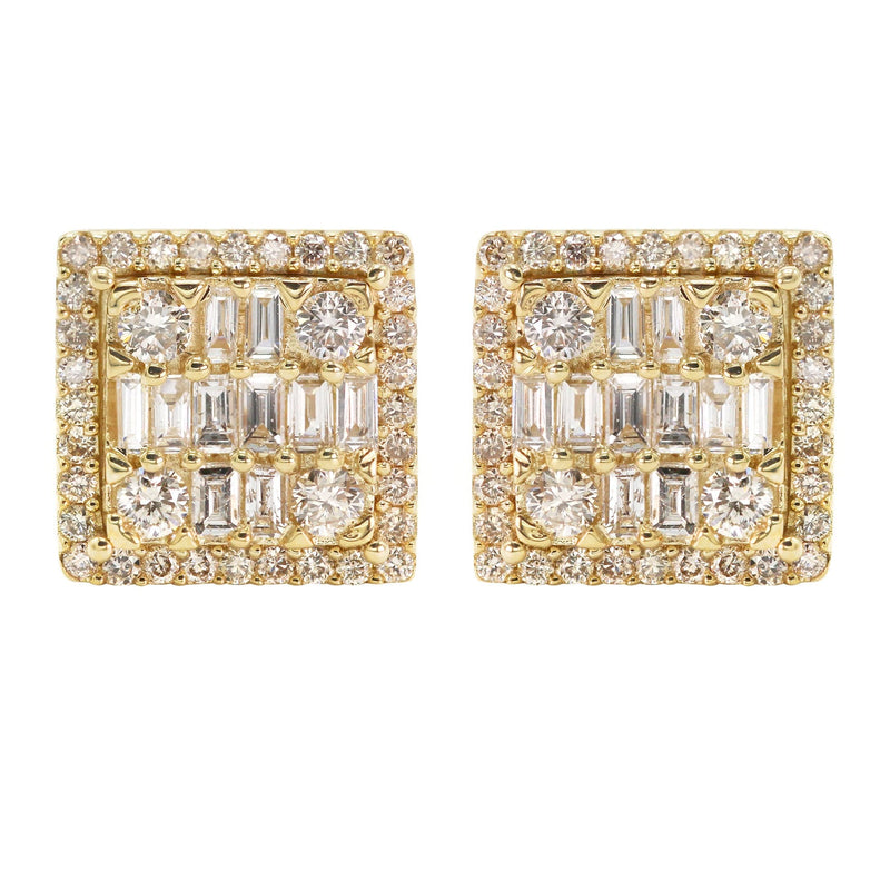 14K Yellow Gold Diamond Baguette Earrings For Men | 1.05 Carats | 4.23 Grams