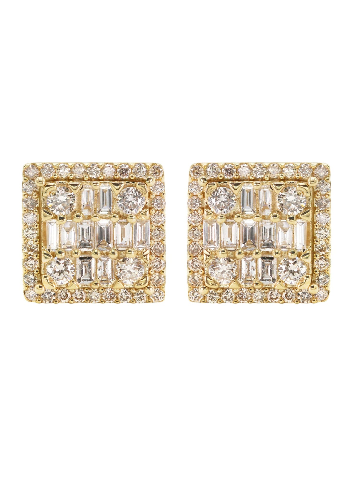 14K Yellow Gold Diamond Baguette Earrings For Men | 1.05 Carats | 4.23 Grams