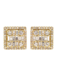 14K Yellow Gold Diamond Baguette Earrings For Men | 1.05 Carats | 4.23 Grams