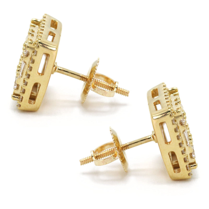 14K Yellow Gold Diamond Baguette Earrings For Men | 1.05 Carats | 4.23 Grams