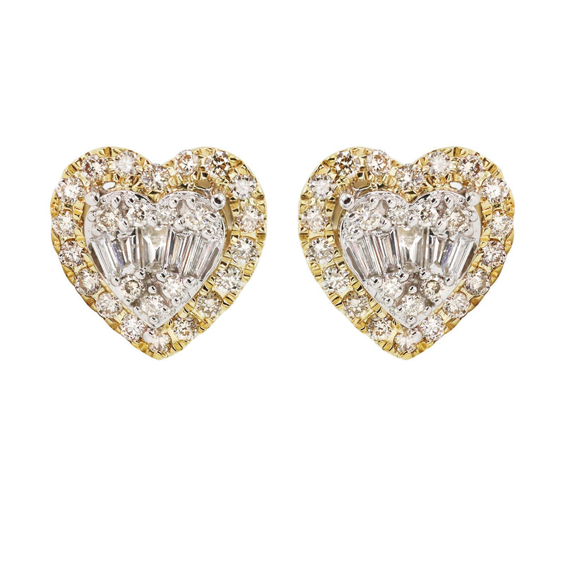 14K Yellow Gold Diamond Baguette Earrings For Men | 0.52 Carats | 2.76 Grams