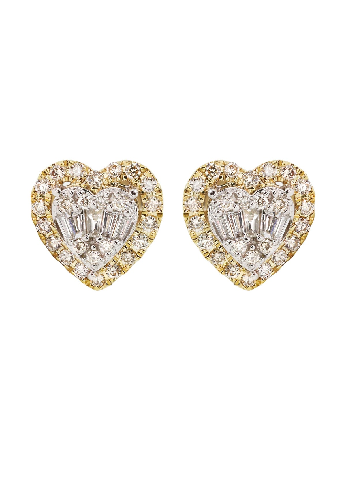 14K Yellow Gold Diamond Baguette Earrings For Men | 0.52 Carats | 2.76 Grams