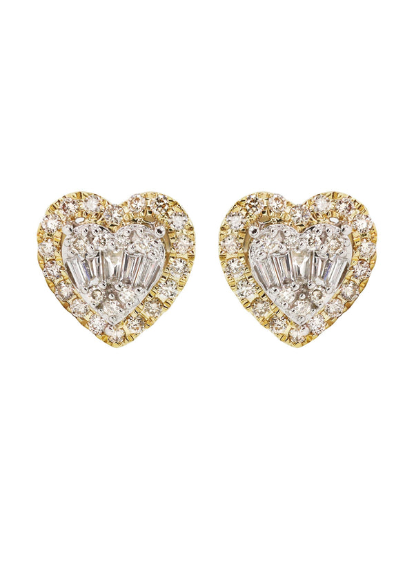14K Yellow Gold Diamond Baguette Earrings For Men | 0.52 Carats | 2.76 Grams