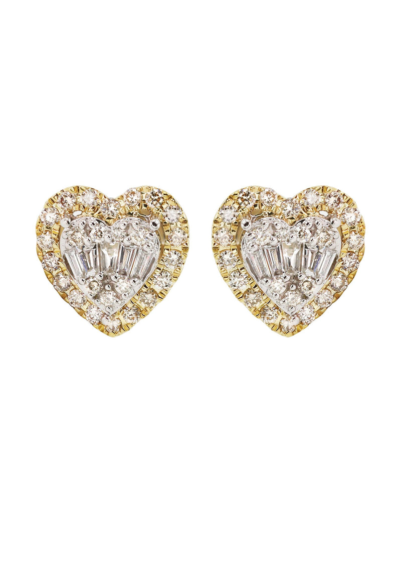 14K Yellow Gold Diamond Baguette Earrings For Men | 0.52 Carats | 2.76 Grams