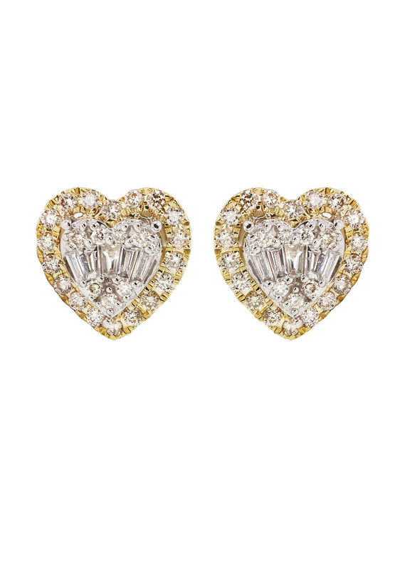 14K Yellow Gold Diamond Baguette Earrings For Men | 0.52 Carats | 2.76 Grams