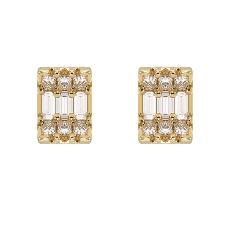 14K Yellow Gold Diamond Baguette Earrings For Men | 0.32 Carats | 1.29 Grams