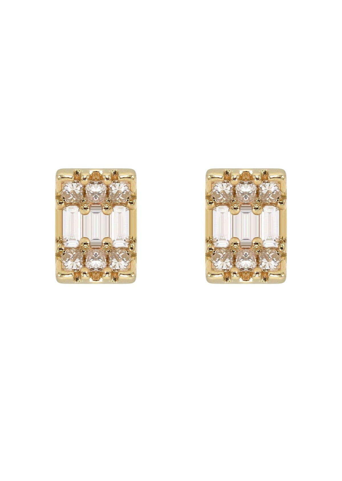 14K Yellow Gold Diamond Baguette Earrings For Men | 0.32 Carats | 1.29 Grams