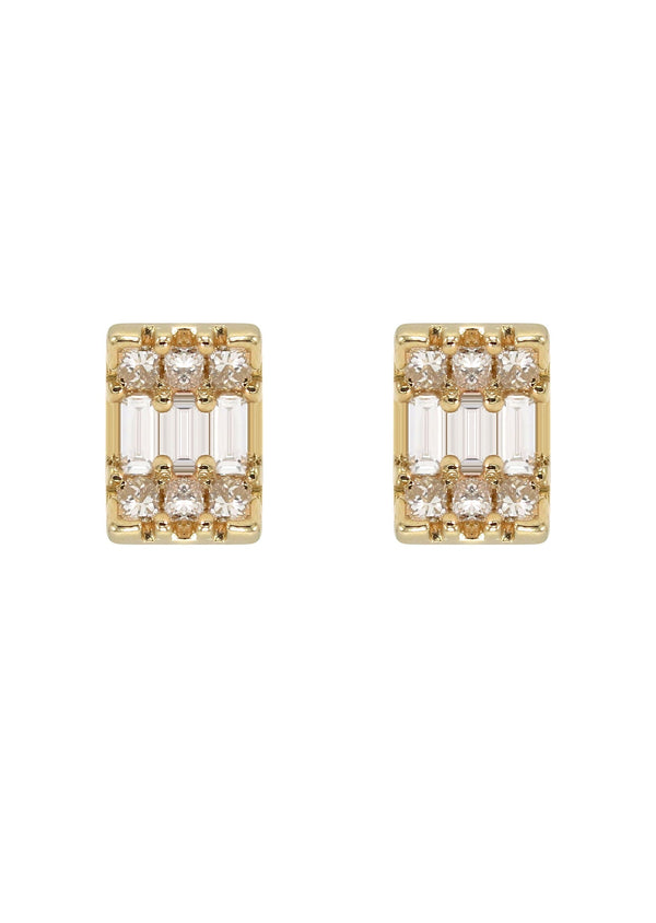 14K Yellow Gold Diamond Baguette Earrings For Men | 0.32 Carats | 1.29 Grams