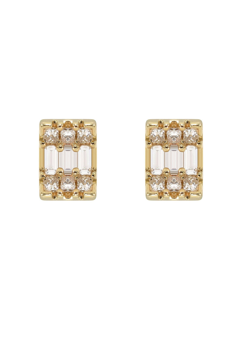 14K Yellow Gold Diamond Baguette Earrings For Men | 0.32 Carats | 1.29 Grams