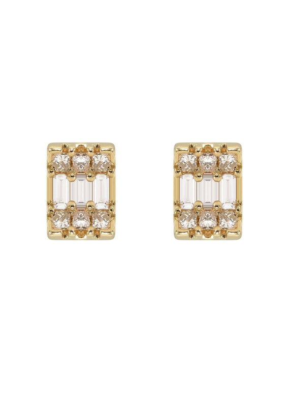 14K Yellow Gold Diamond Baguette Earrings For Men | 0.32 Carats | 1.29 Grams