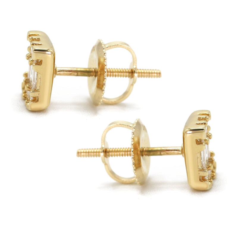 14K Yellow Gold Diamond Baguette Earrings For Men | 0.32 Carats | 1.29 Grams