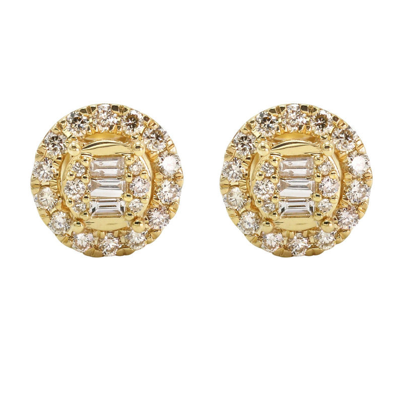 14K Yellow Gold Diamond Baguette Earrings For Men | 0.5 Carats | 2.55 Grams