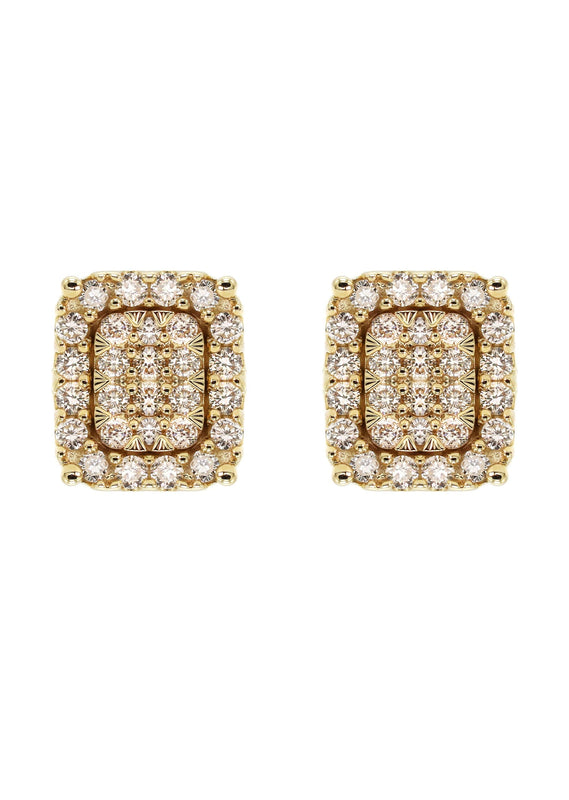 14K Yellow Gold Diamond Earrings For Men | 0.54 Carats | 2.86 Grams