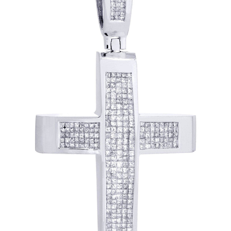 14 White Gold Diamond Cross Necklace  | 10 Carats