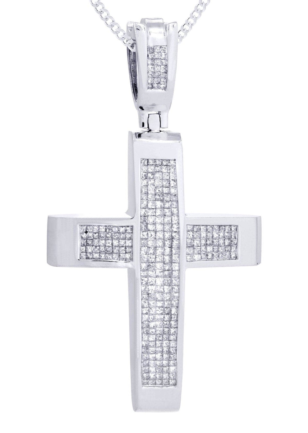 14 White Gold Diamond Cross Necklace  | 10 Carats