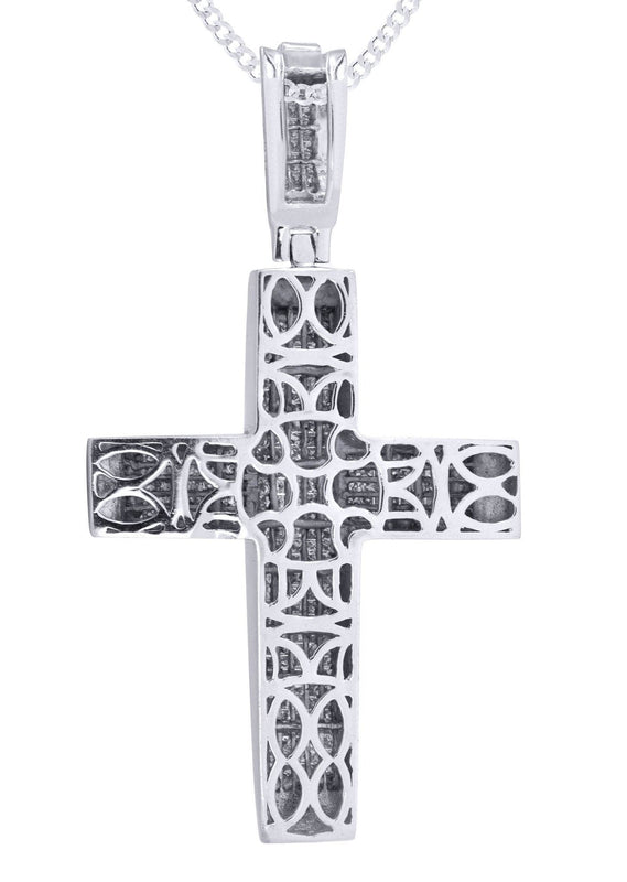 14 White Gold Diamond Cross Necklace  | 10 Carats