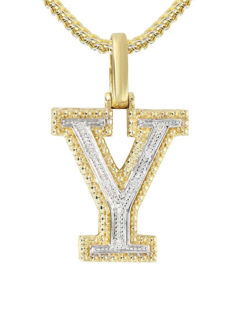Diamond 10K Yellow Gold Letter "Y" Necklace | Appx. 13.5 Grams