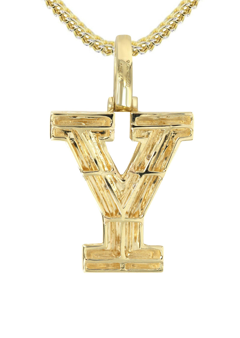 Diamond 10K Yellow Gold Letter "Y" Necklace | Appx. 13.5 Grams