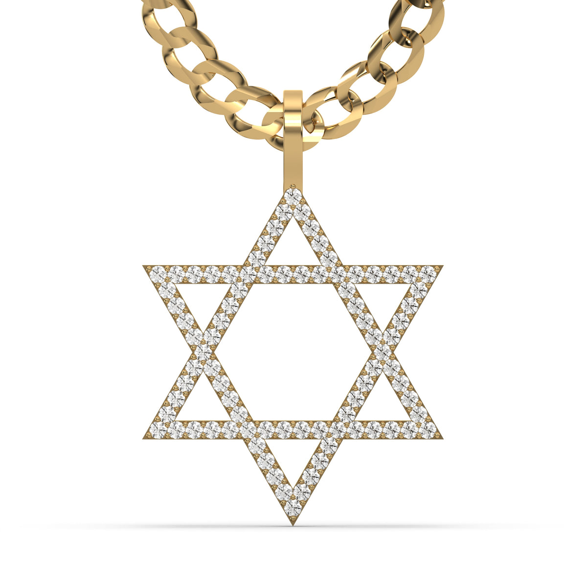 Men's VVS Lab Diamond Customizable Yellow Gold Star of David Necklace Pendant