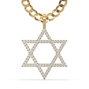 Men's VVS Lab Diamond Customizable Yellow Gold Star of David Necklace Pendant
