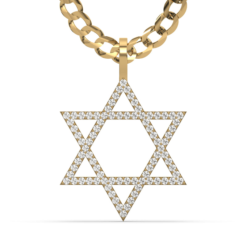 Men's VVS Lab Diamond Customizable Yellow Gold Star of David Necklace Pendant