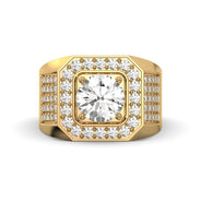 Men's Jewelry - Men's VVS Lab Diamond Ring | Round Brilliant Cut Halo | Yellow Gold