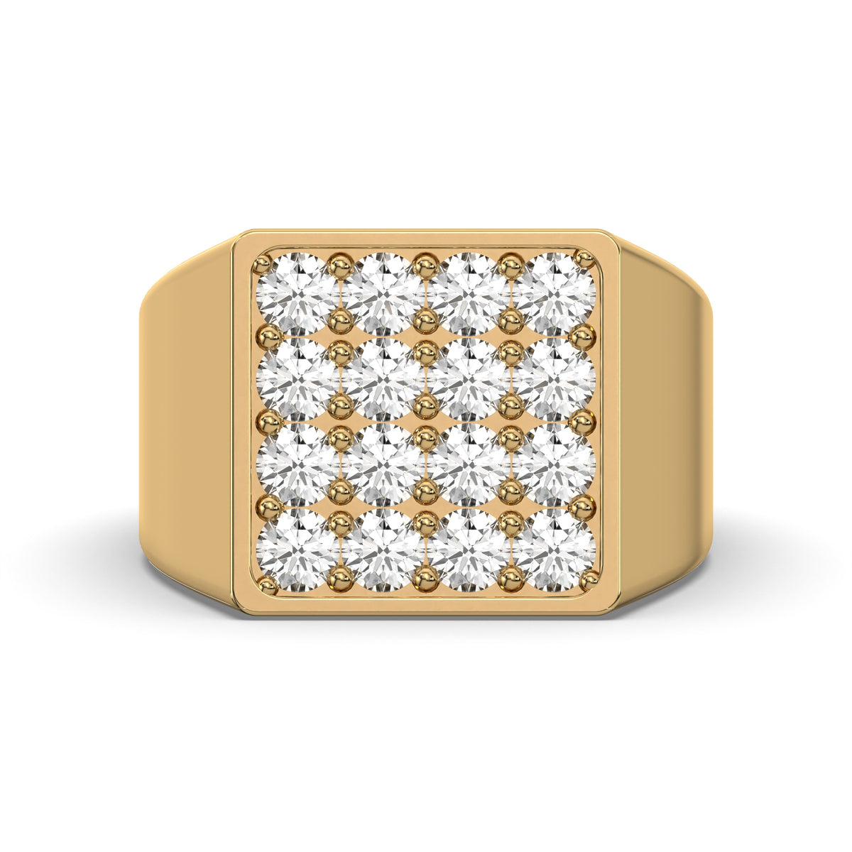 Men's Jewelry - Men's VVS Lab Diamond Square Diamond Ring | Yellow Gold