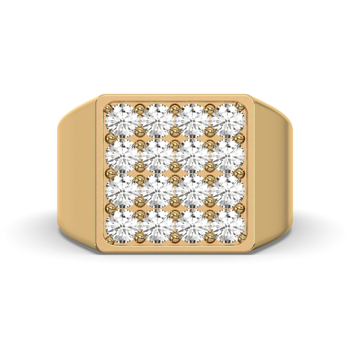 Men's Jewelry - Men's VVS Lab Diamond Square Diamond Ring | Yellow Gold