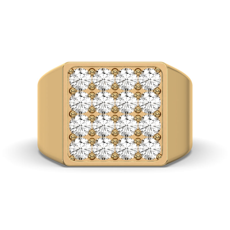 Men's Jewelry - Men's VVS Lab Diamond Square Diamond Ring | Yellow Gold