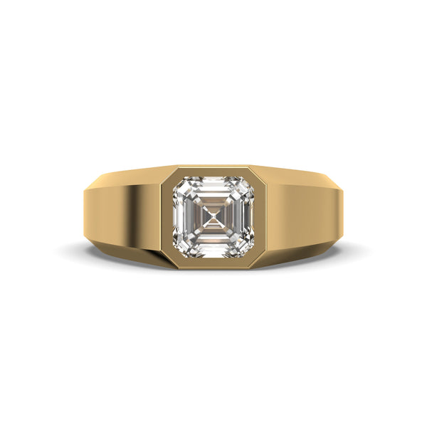 Men's Jewelry - Men's VVS Lab Diamond Asher Cut Solitaire Engagement Ring | Yellow Gold