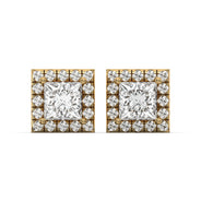 Men's Jewelry - VVS Lab Diamond Halo Princess Stud Earrings For Men | 14K Gold