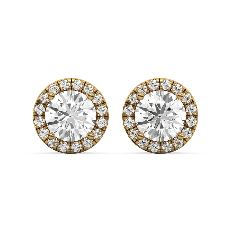 Men's Jewelry - VVS Lab Diamond Halo Stud Earrings For Men | 14K Gold