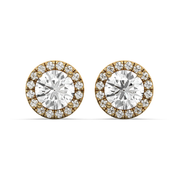 Men's Jewelry - VVS Lab Diamond Halo Stud Earrings For Men | 14K Gold