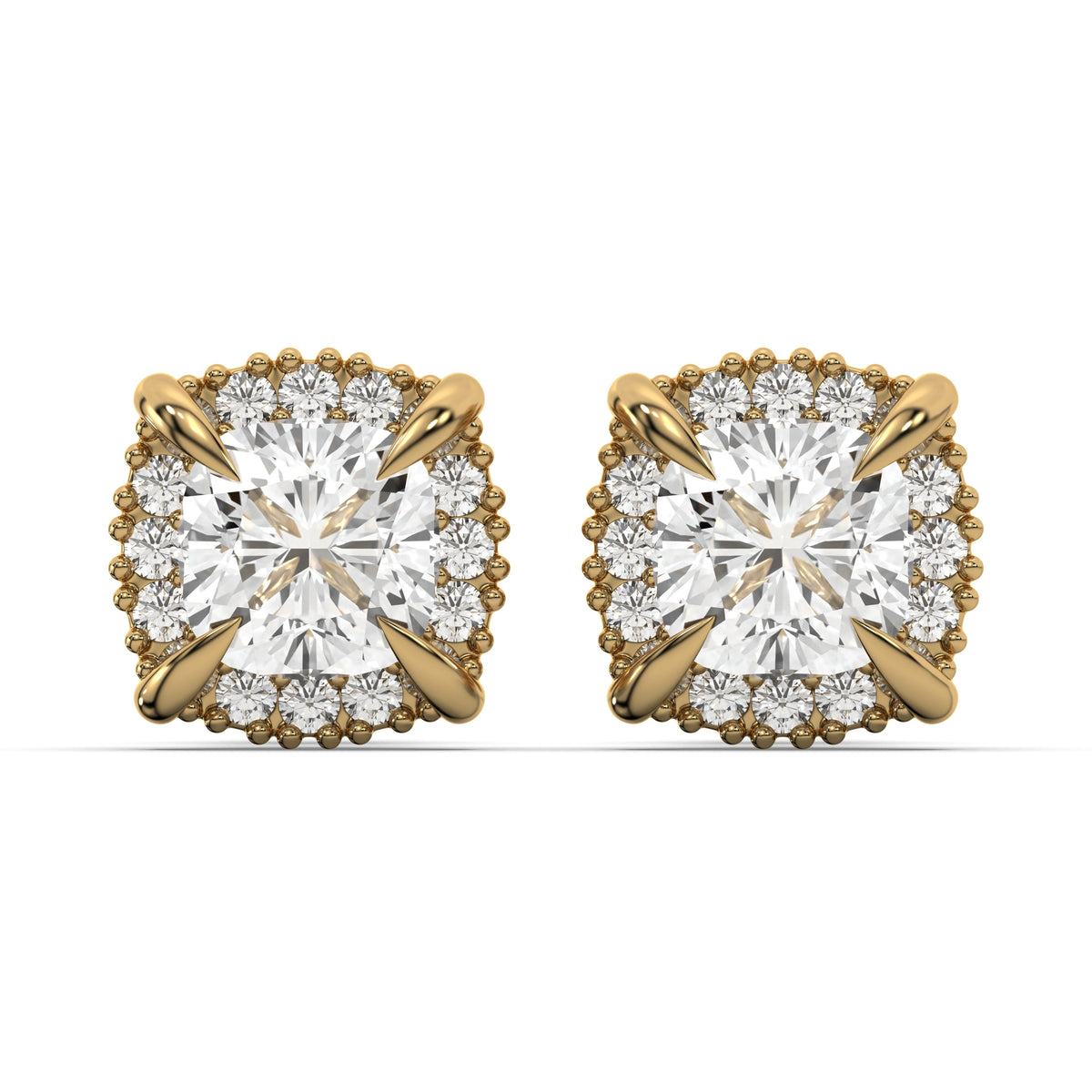 Men's Jewelry - VVS Lab Diamond Halo Stud Earrings For Men | 14K Gold