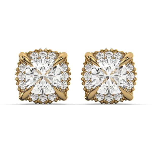 Men's Jewelry - VVS Lab Diamond Halo Stud Earrings For Men | 14K Gold