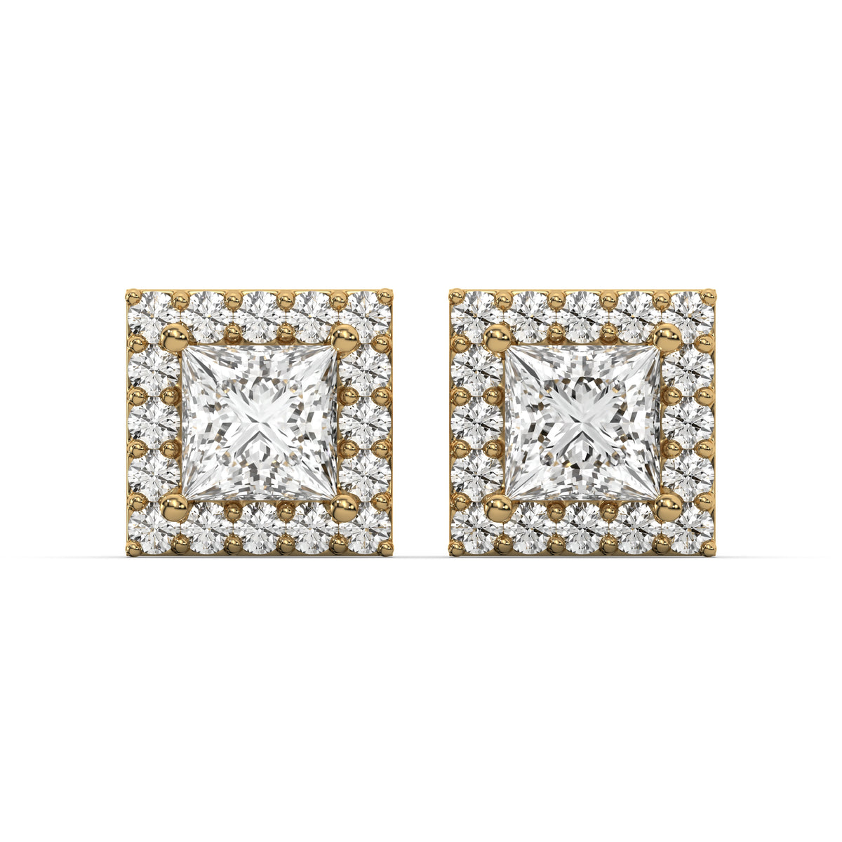 Men's Jewelry - VVS Lab Diamond Princess Stud Earrings For Men | 14K Gold