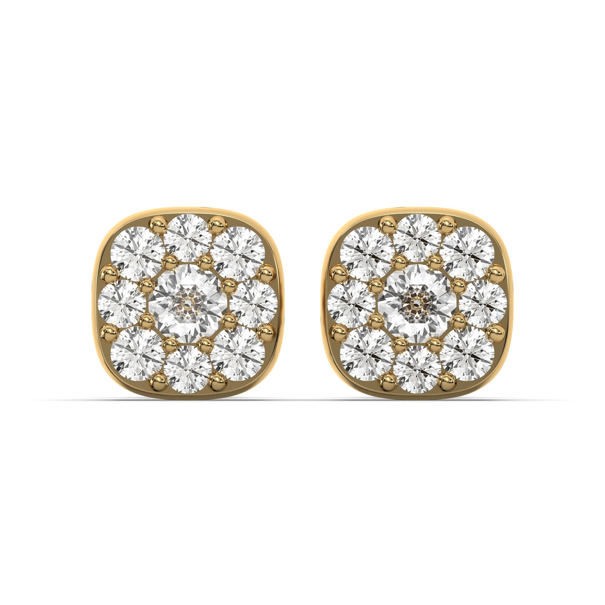 Men's VVS VVS Lab Diamond Gold Cluster Stud Earrings