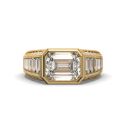 Men's Jewelry - Men's VVS Lab Diamond Emerald Cut Engagement Ring | Yellow Gold