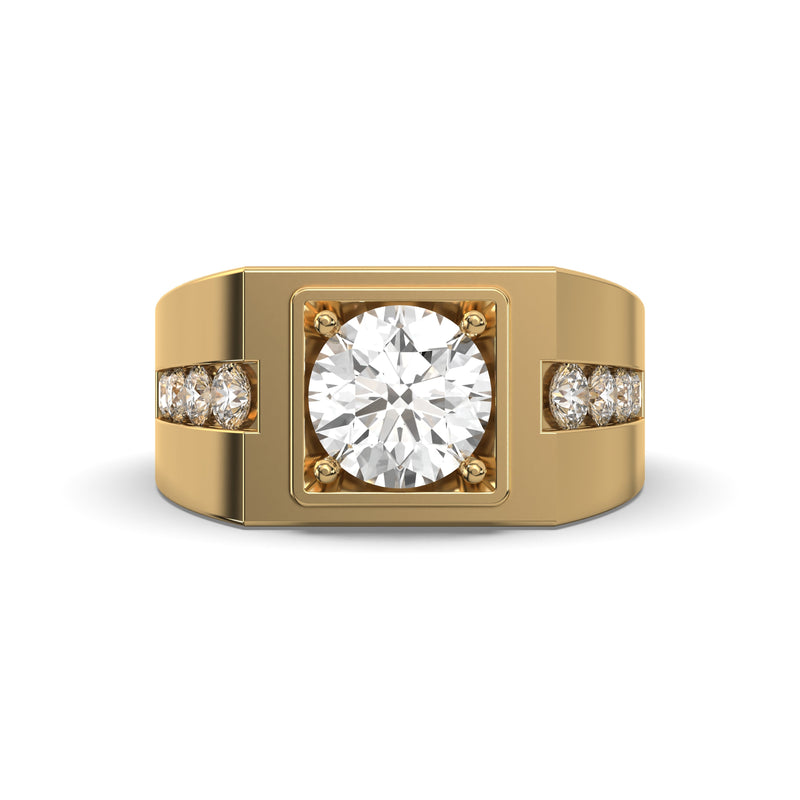 Men's Jewelry - Men's VVS Lab Diamond Round Engagement Ring | Yellow Gold