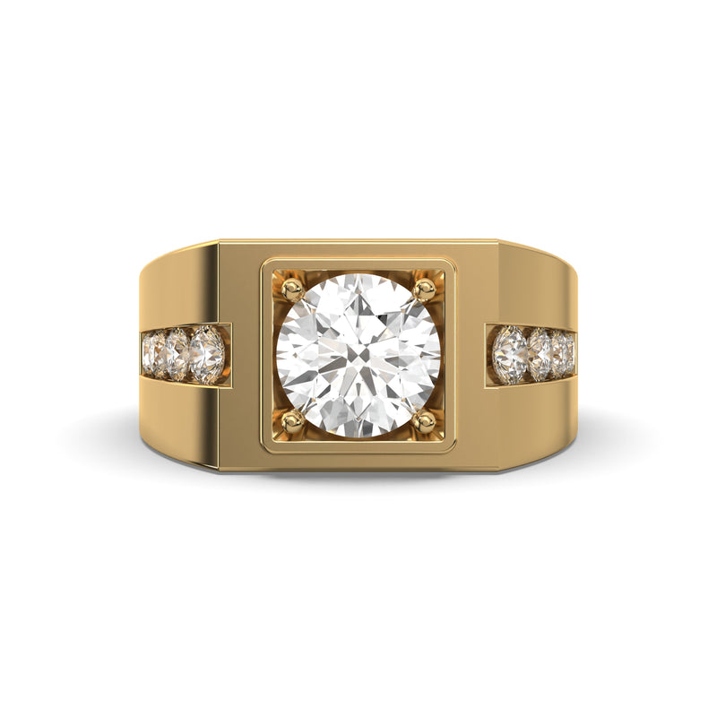 Men's Jewelry - Men's VVS Lab Diamond Round Engagement Ring | Yellow Gold