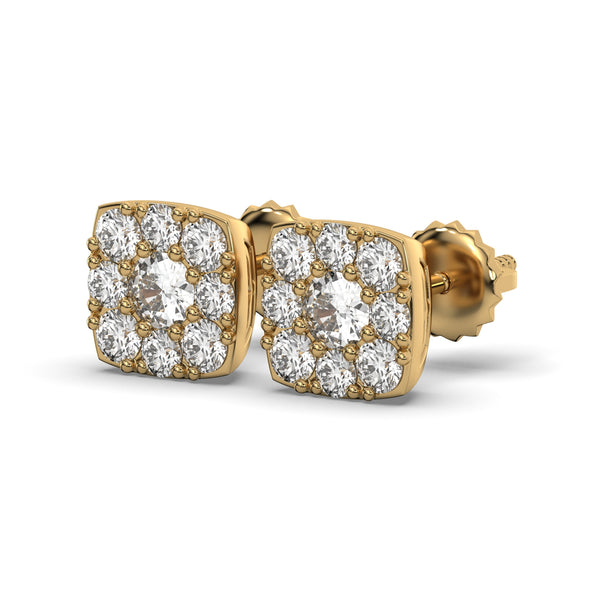 Men's Jewelry - VVS Lab Diamond Cluster Stud Earrings For Men | 14K White Gold