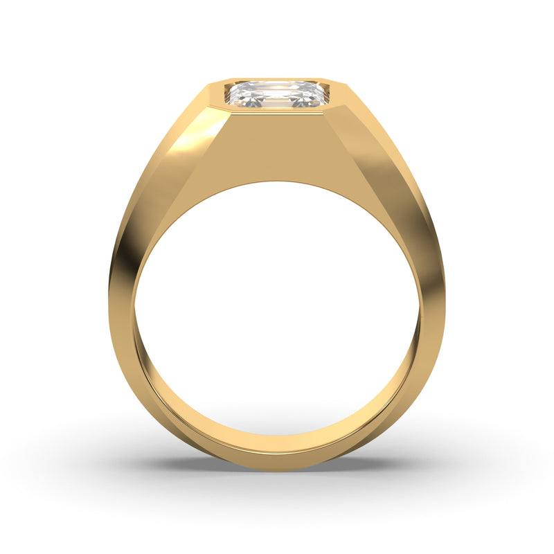 Men's Jewelry - Men's VVS Lab Diamond Asher Cut Solitaire Engagement Ring | Yellow Gold