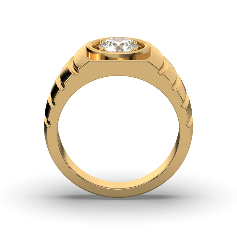 Men's Jewelry - Men's VVS Lab Diamond Round Brilliant Cut Solitaire Engagement Ring | Yellow Gold