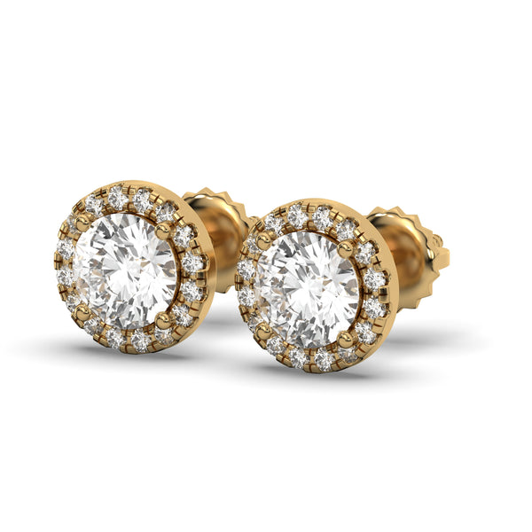 Men's Jewelry - VVS Lab Diamond Halo Stud Earrings For Men | 14K Gold
