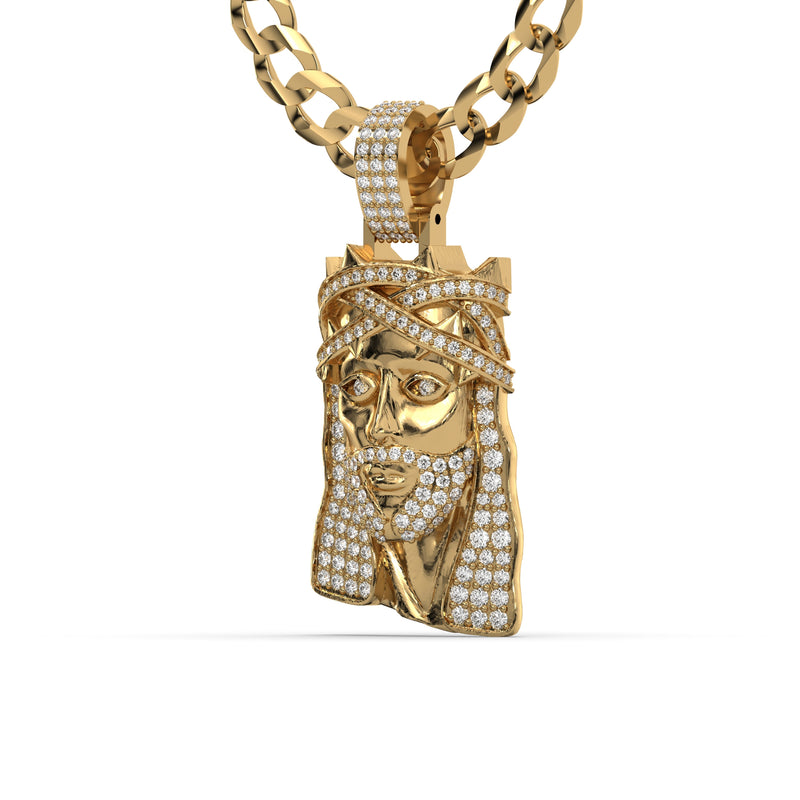 Men's Yellow Gold VVS Lab Grown Diamond Customizable Jesus Necklace Pendant