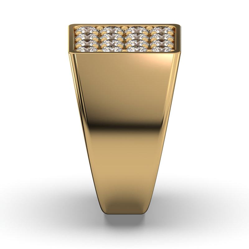 Men's Jewelry - Men's VVS Lab Diamond Square Diamond Ring | Yellow Gold