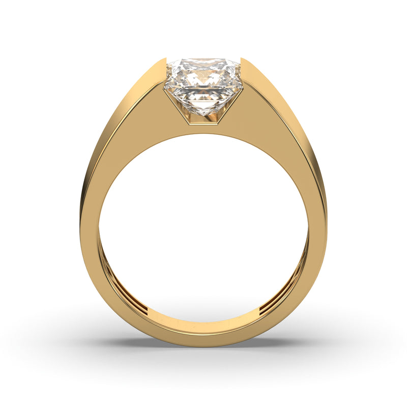 Men's Jewelry - Men's VVS Lab Diamond Princess Cut Solitaire Engagement Ring | Yellow Gold